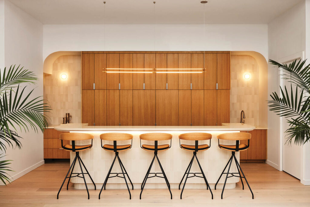 bar stools at an events bar in HBF's showroom