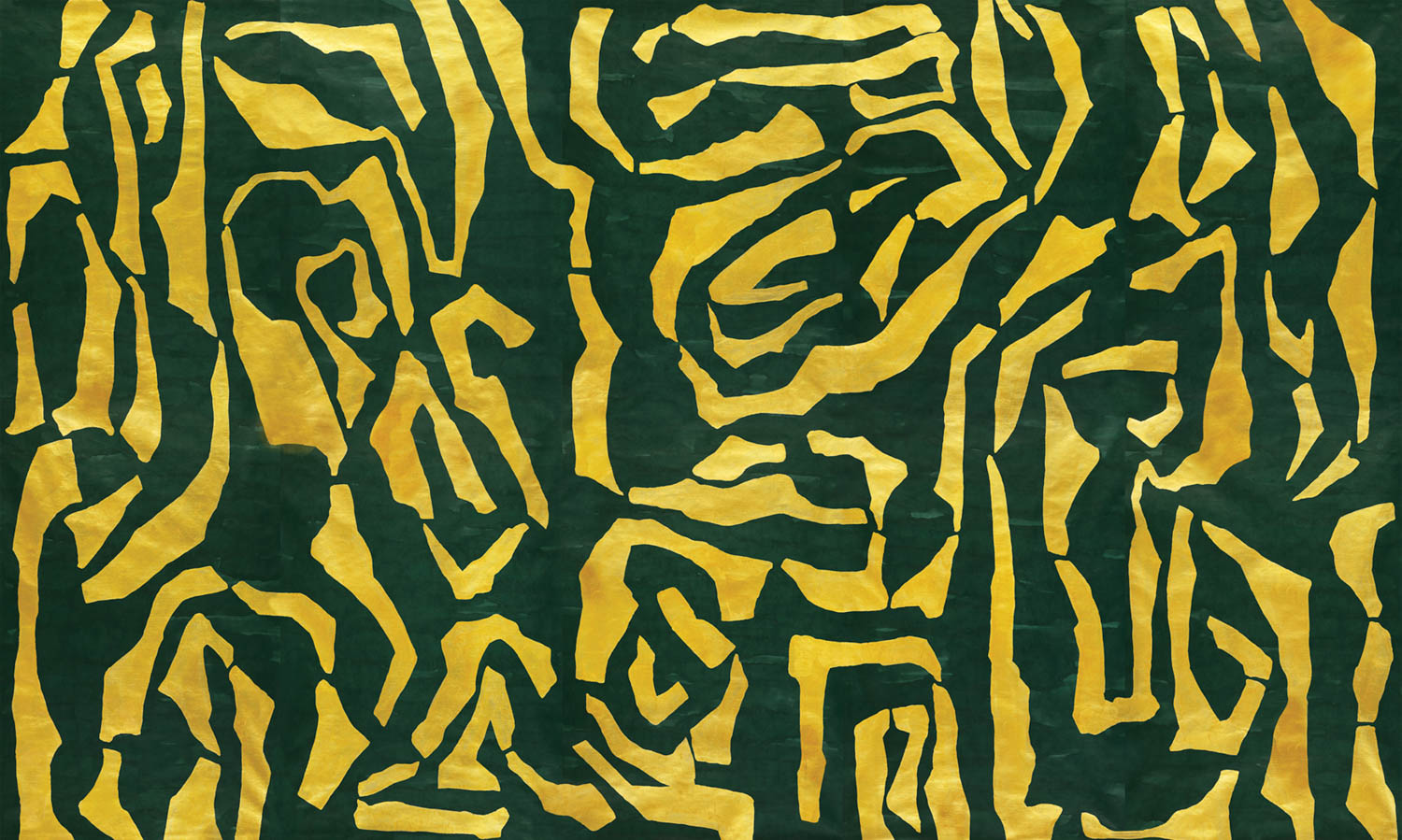 Green and yellow swirls on a wallcovering