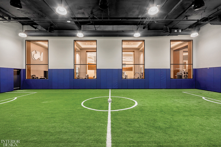 an indoor soccer field at the Waterline Club by Rockwell Group