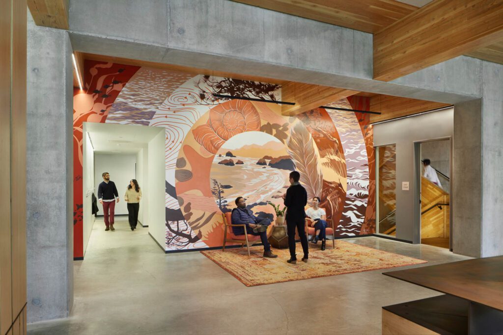 the reception area mural